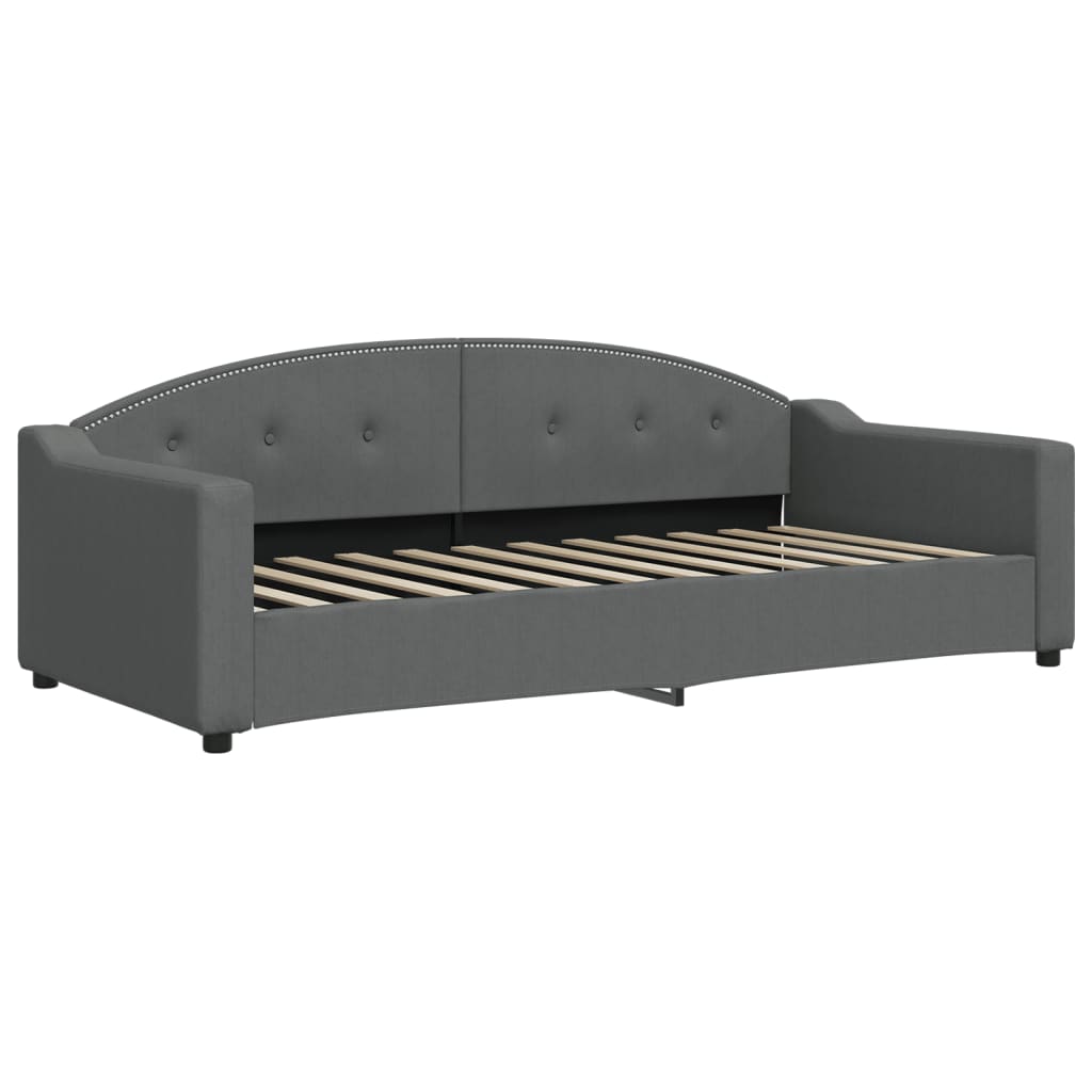 daybed med udtræk og skuffer 90x200 cm stof mørkegrå