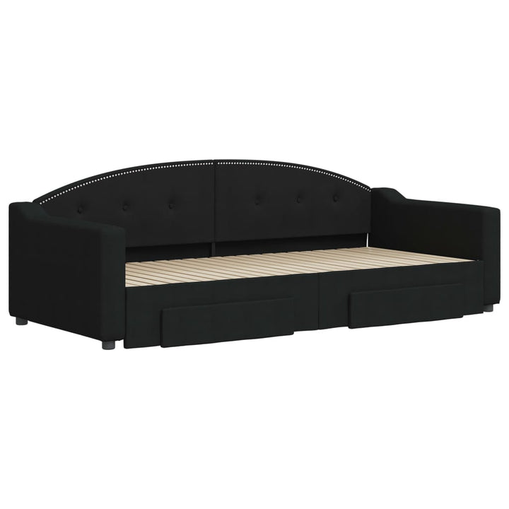 daybed med udtræk og skuffer 80x200 cm stof sort