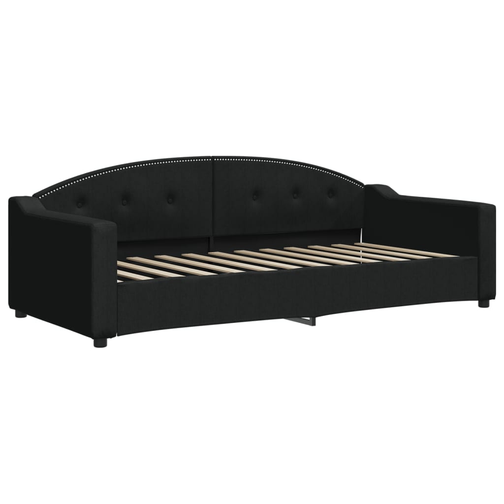 daybed med udtræk og skuffer 80x200 cm stof sort
