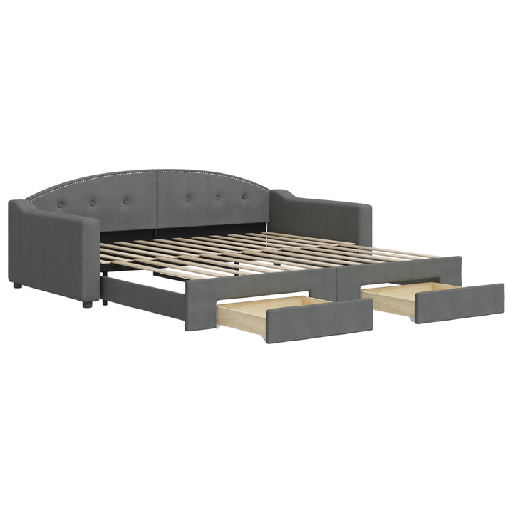 daybed med udtræk og skuffer 100x200 cm stof mørkegrå