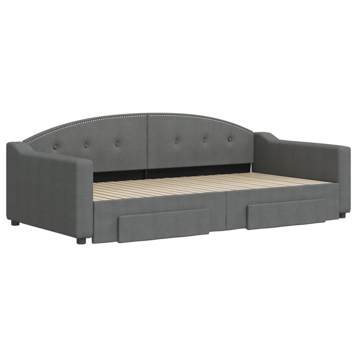 daybed med udtræk og skuffer 100x200 cm stof mørkegrå