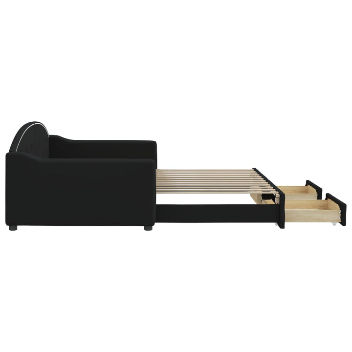 daybed med udtræk og skuffer 100x200 cm stof sort