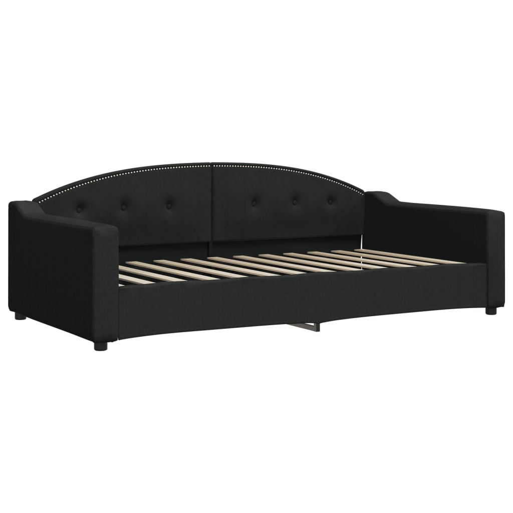 daybed med udtræk og skuffer 100x200 cm stof sort