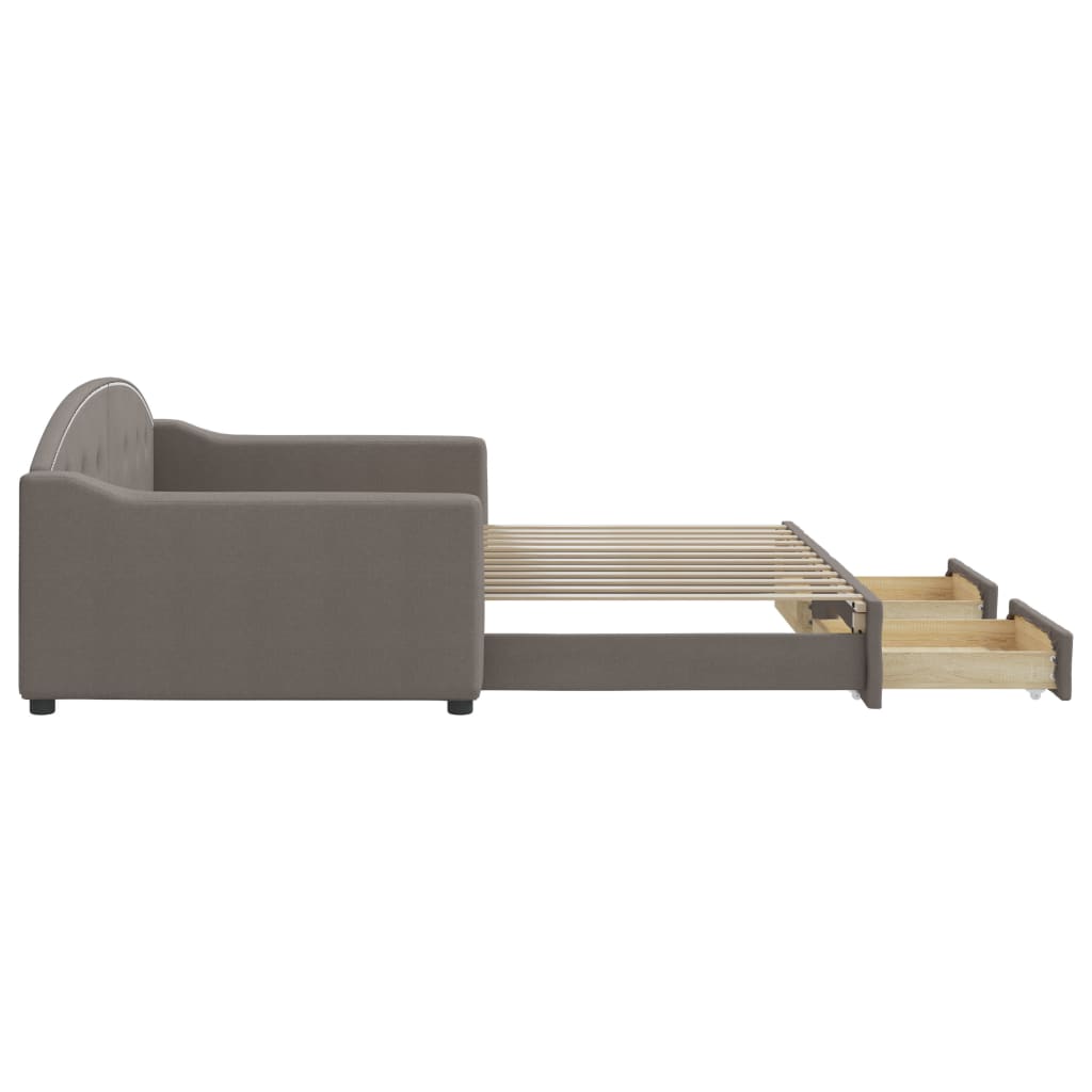 daybed med udtræk og skuffer 100x200 cm stof gråbrun