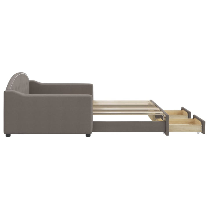 daybed med udtræk og skuffer 100x200 cm stof gråbrun