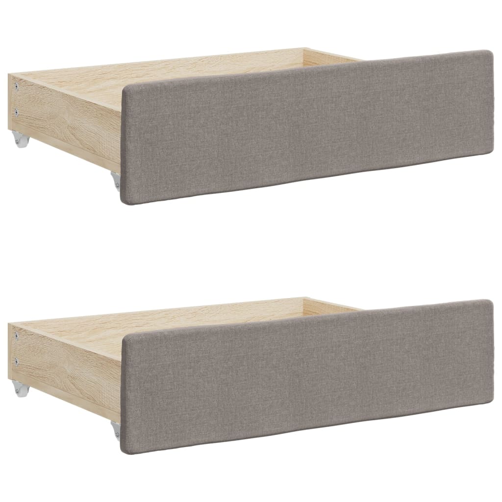 daybed med udtræk og skuffer 100x200 cm stof gråbrun