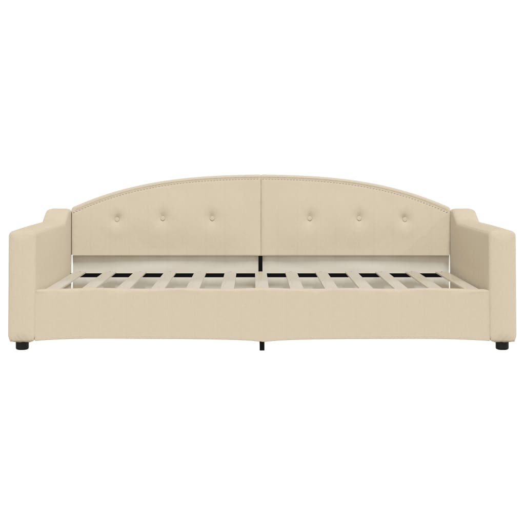 daybed med udtræk og skuffer 100x200 cm stof cremefarvet