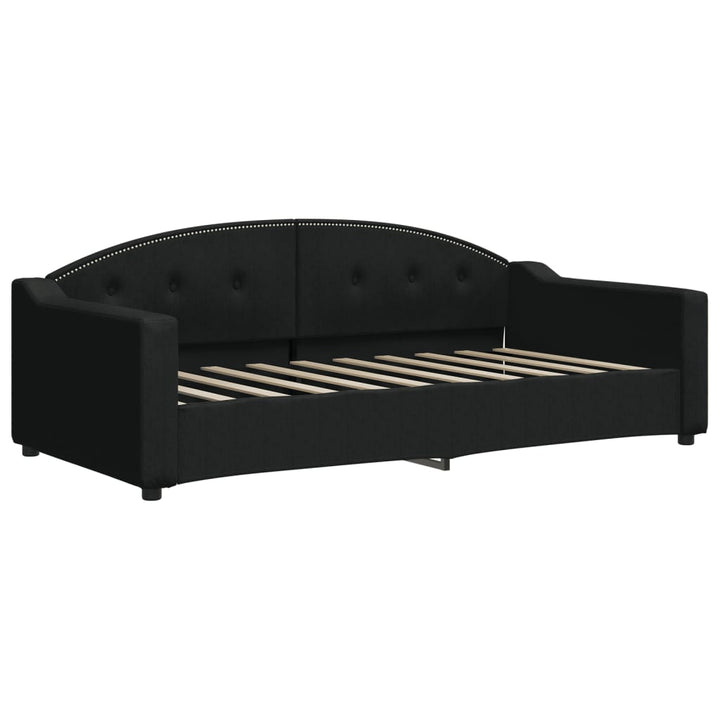 daybed med udtræk og skuffer 90x190 cm stof sort