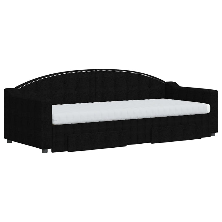 daybed med udtræk og skuffer 80x200 cm stof sort