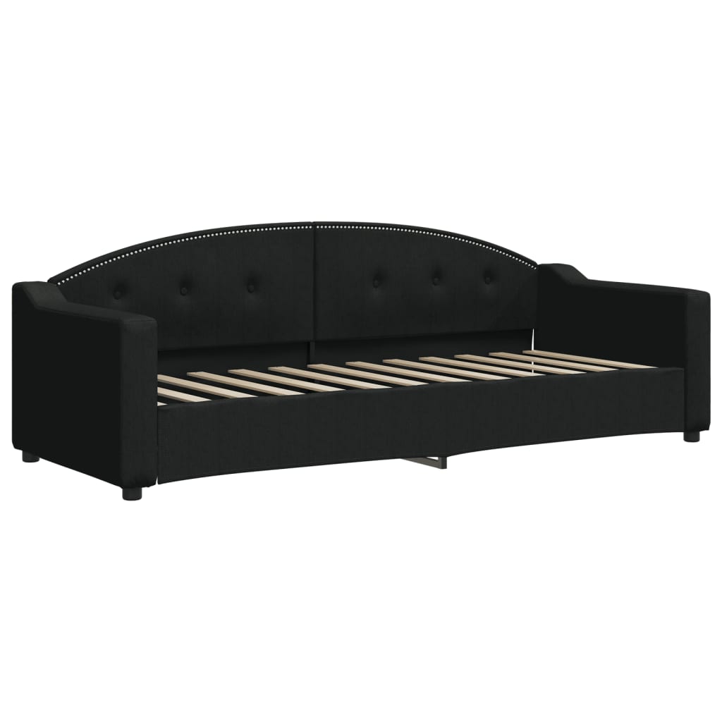 daybed med udtræk og skuffer 80x200 cm stof sort