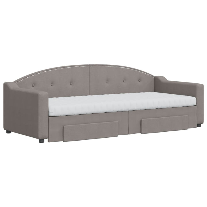 daybed med udtræk og skuffer 80x200 cm stof gråbrun