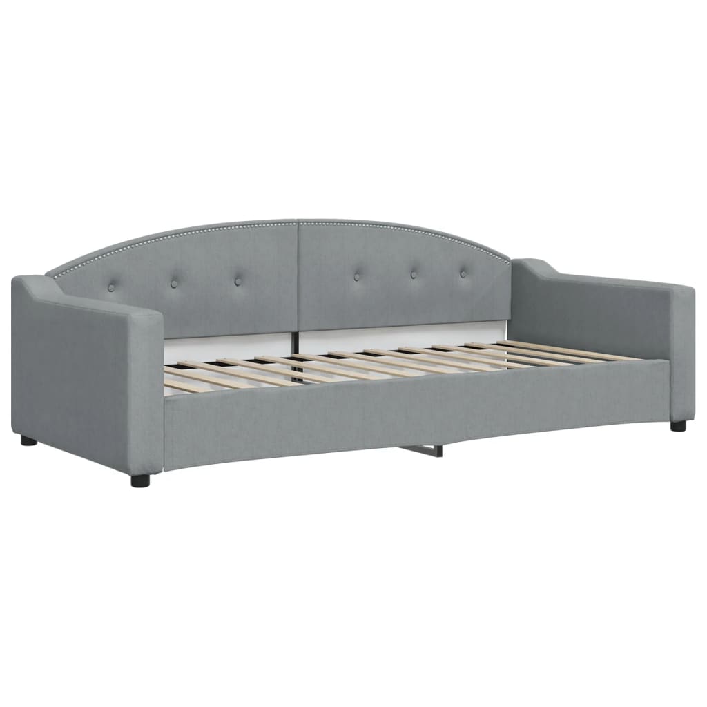 daybed med udtræk og skuffer 90x200 cm stof lysegrå
