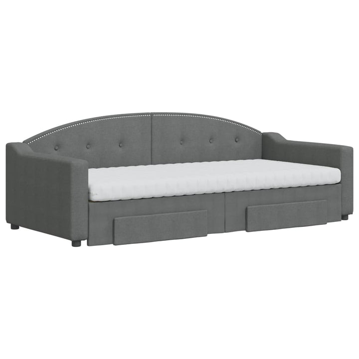 daybed med udtræk og skuffer 90x200 cm stof mørkegrå