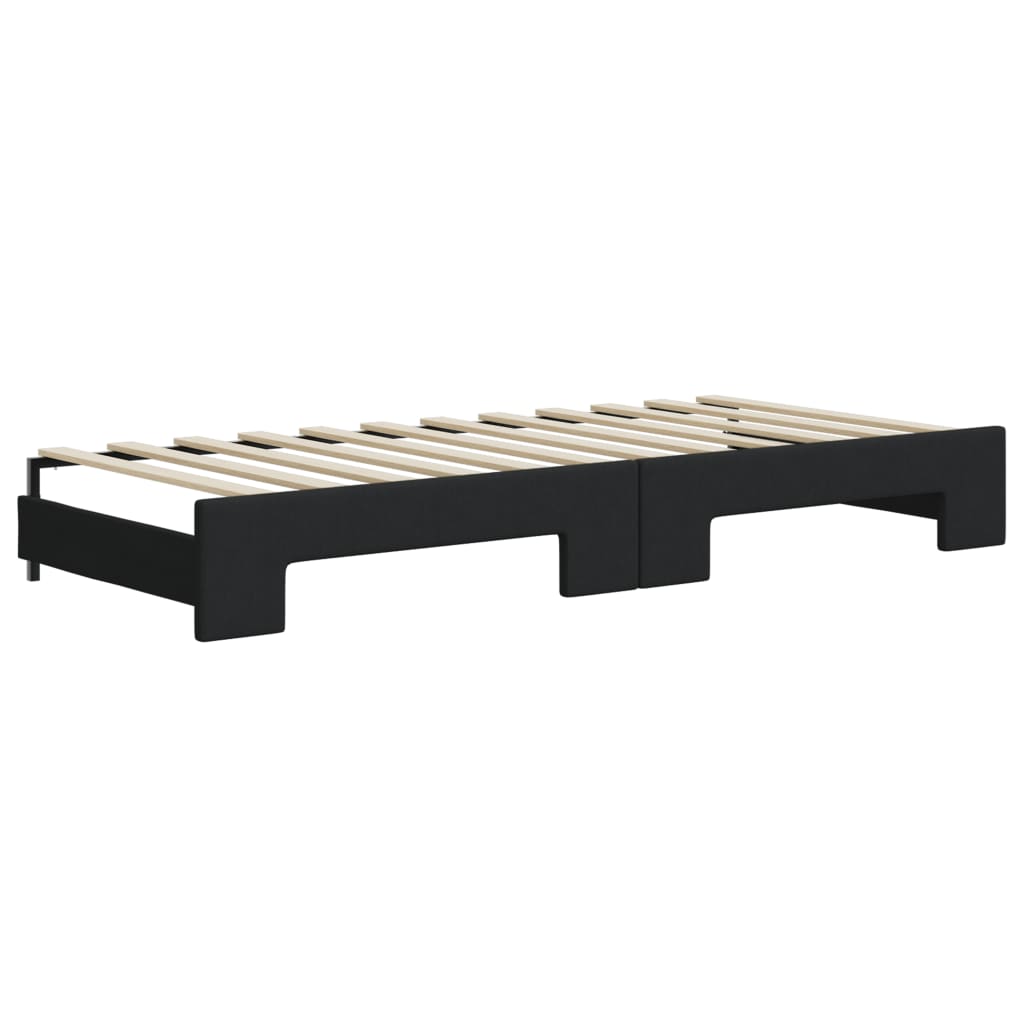 daybed med udtræk og skuffer 80x200 cm stof sort