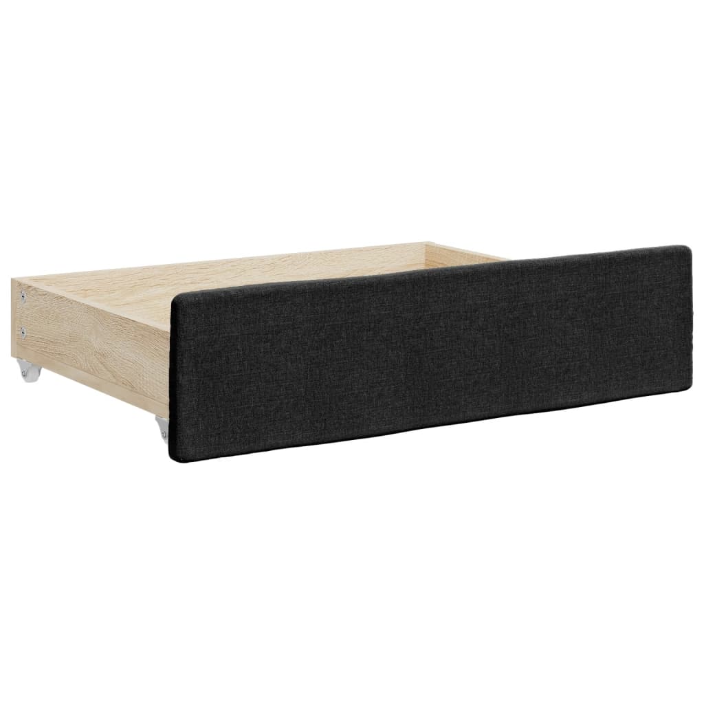 daybed med udtræk og skuffer 80x200 cm stof sort