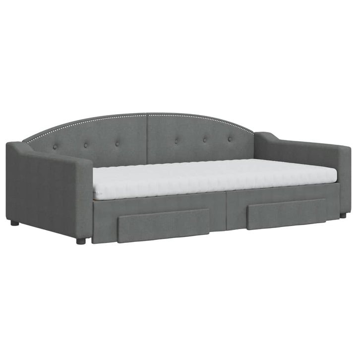 daybed med udtræk og skuffer 100x200 cm stof mørkegrå