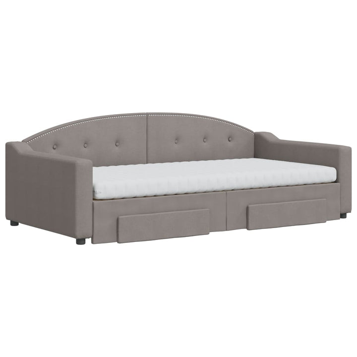 daybed med udtræk og skuffer 100x200 cm stof gråbrun