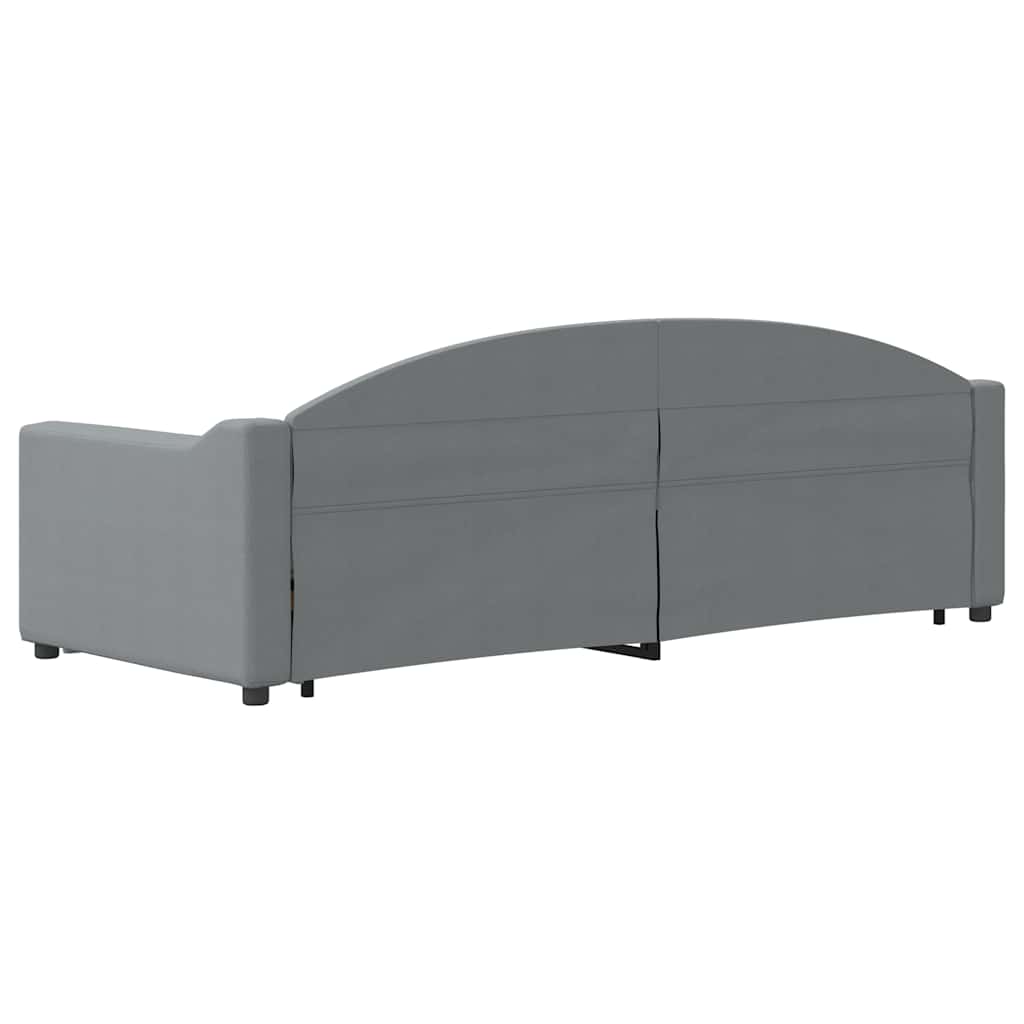 daybed med udtræk og skuffer 100x190 cm stof lysegrå