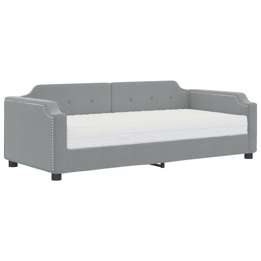 daybed med madras 80x200 cm stof lysegrå