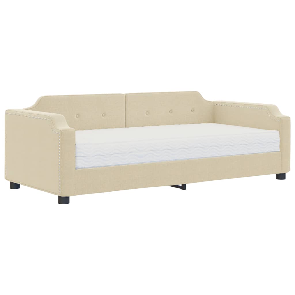 daybed med madras 80x200 cm stof cremefarvet