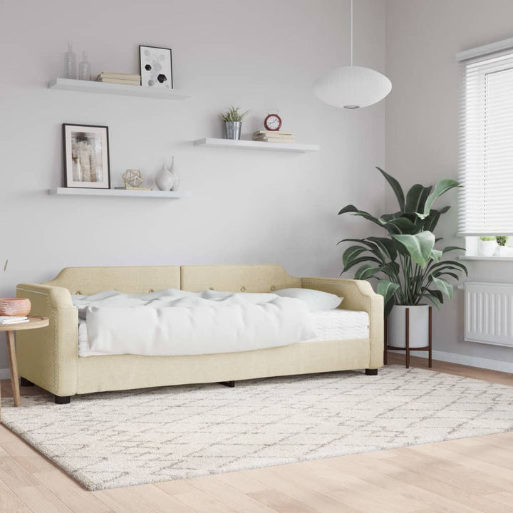 daybed med madras 80x200 cm stof cremefarvet