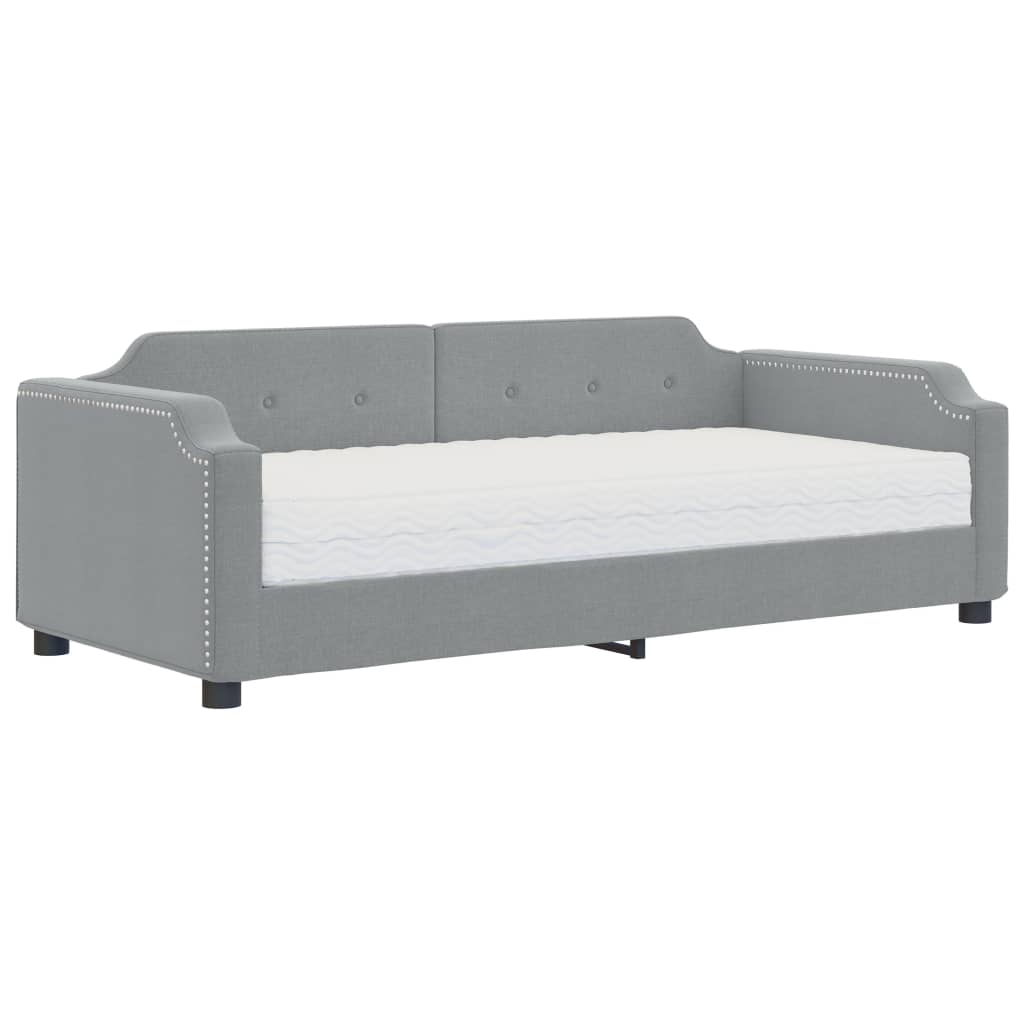 daybed med madras 90x200 cm stof lysegrå