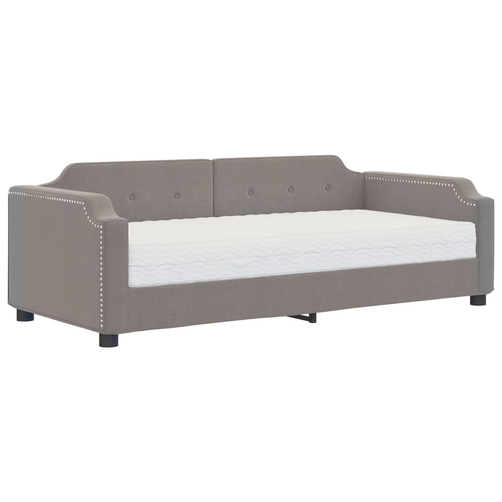 daybed med madras 90x200 cm stof gråbrun
