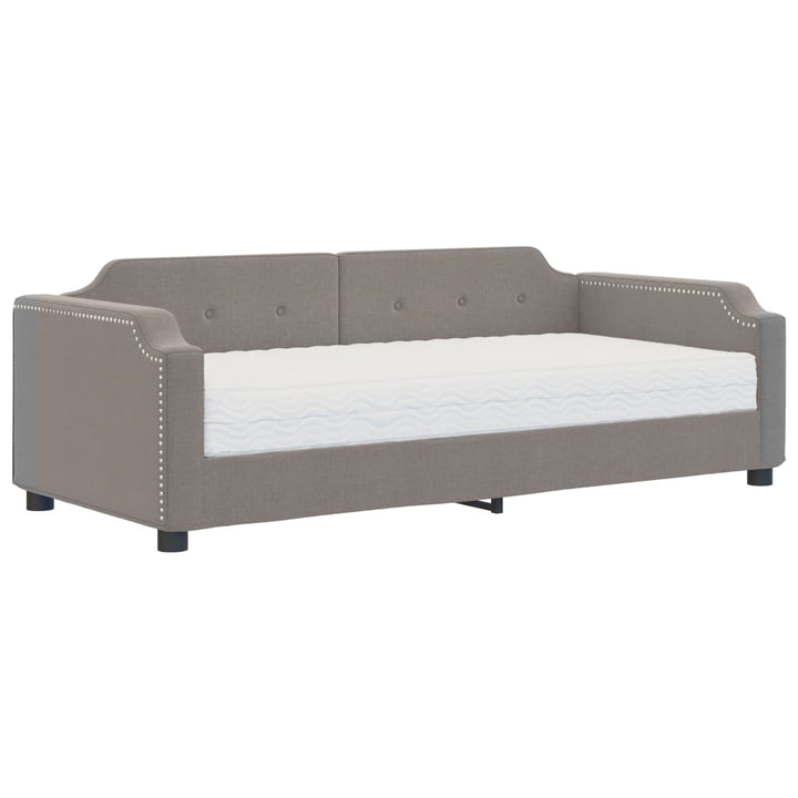 daybed med madras 90x200 cm stof gråbrun