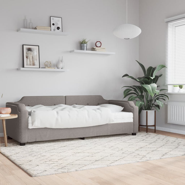 daybed med madras 90x200 cm stof gråbrun