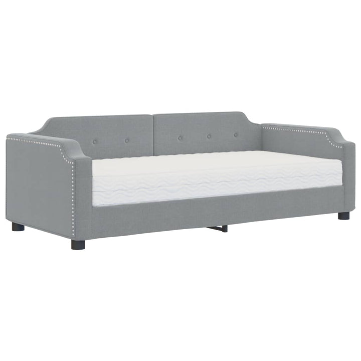daybed med madras 100x200 cm stof lysegrå
