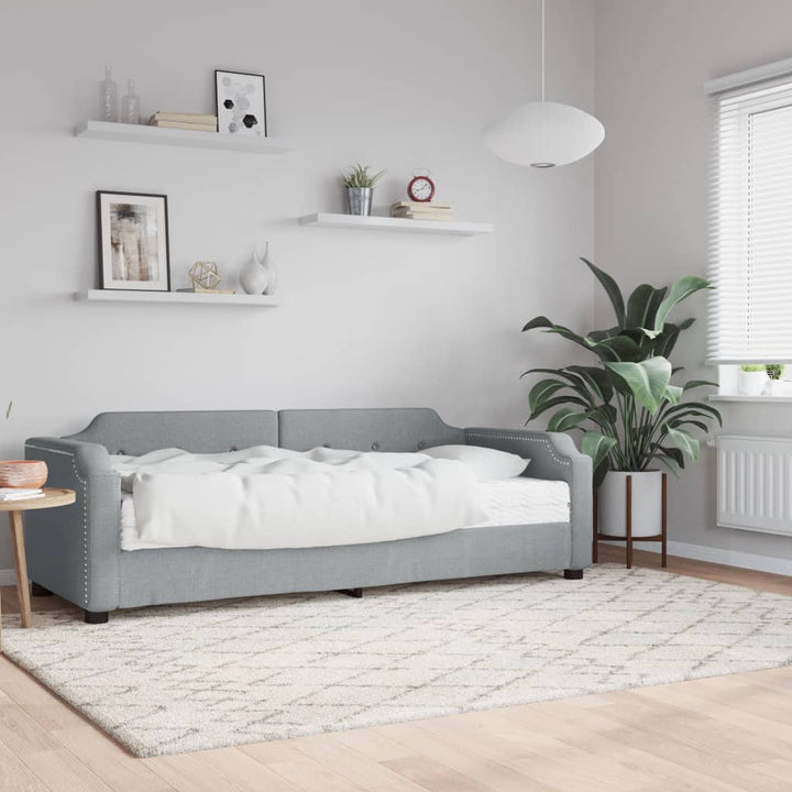 daybed med madras 100x200 cm stof lysegrå