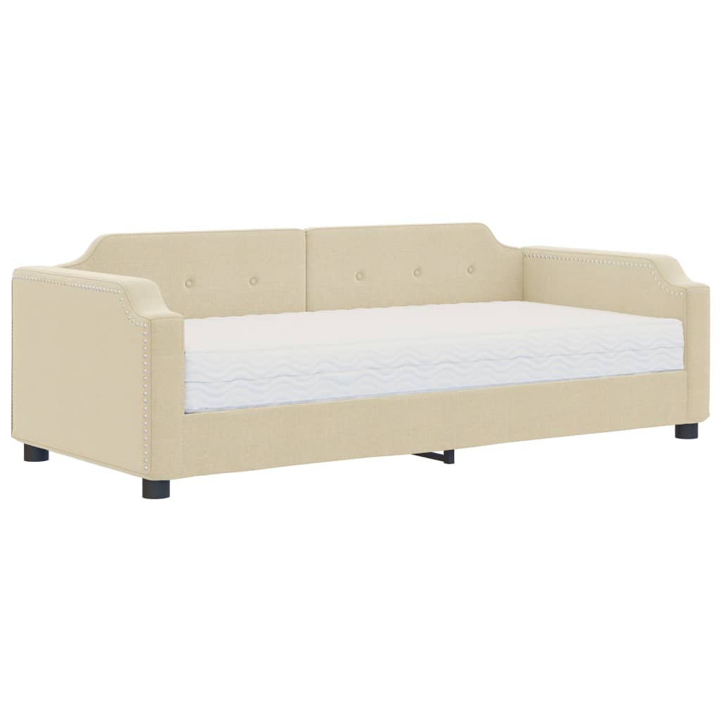 daybed med madras 100x200 cm stof cremefarvet