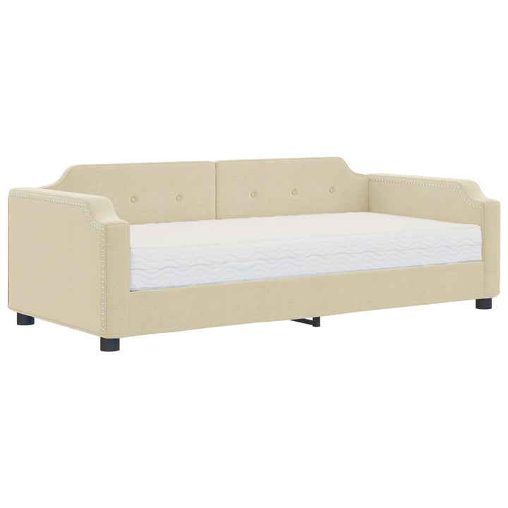 daybed med madras 100x200 cm stof cremefarvet
