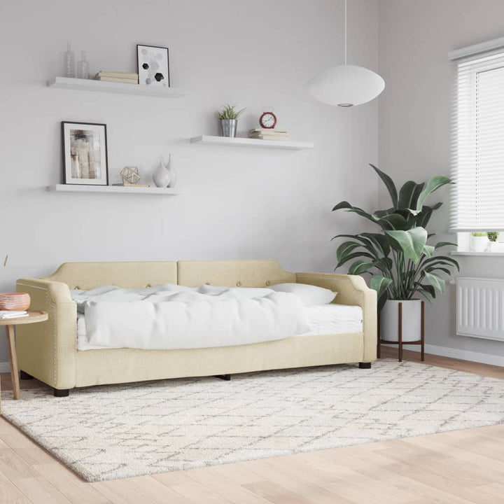 daybed med madras 100x200 cm stof cremefarvet