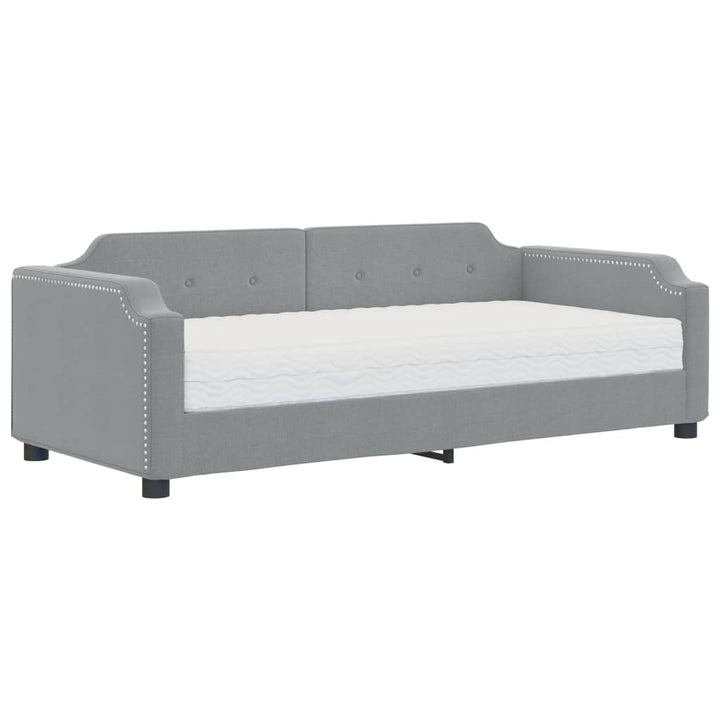 daybed med madras 90x190 cm stof lysegrå