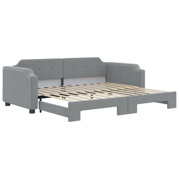 daybed med udtræk 80x200 cm stof lysegrå