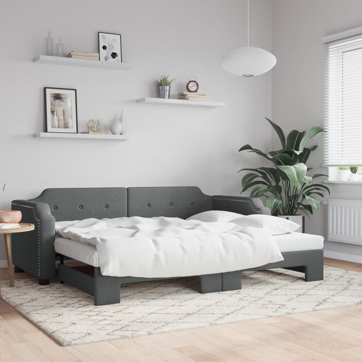 daybed med udtræk 80x200 cm stof mørkegrå