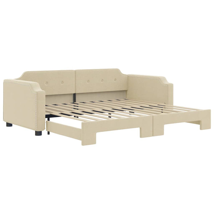 daybed med udtræk 80x200 cm stof cremefarvet