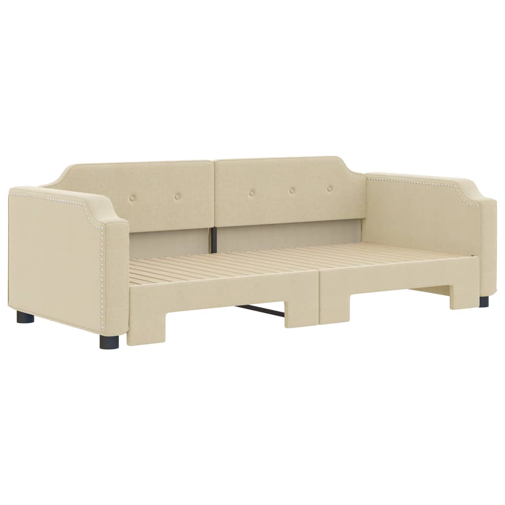 daybed med udtræk 80x200 cm stof cremefarvet