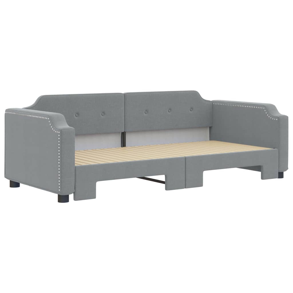 daybed med udtræk 90x200 cm stof lysegrå
