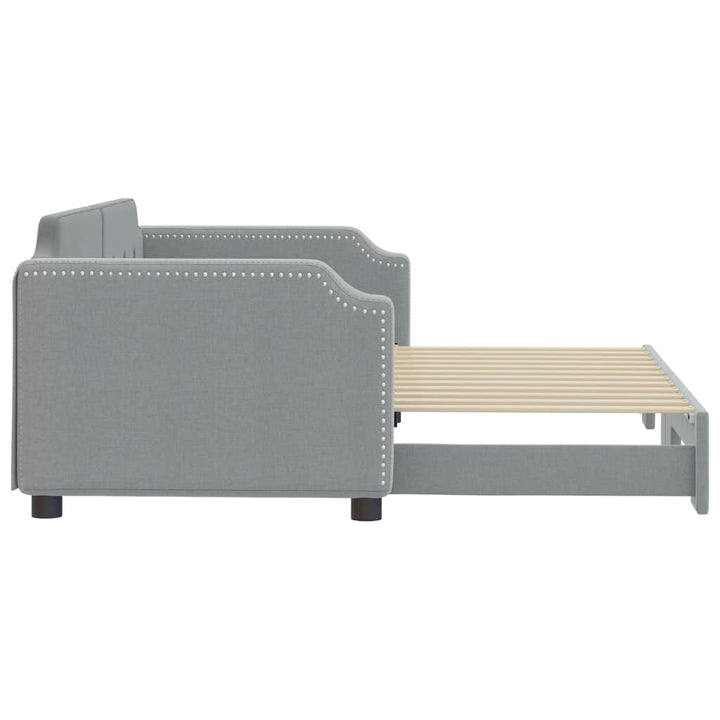 daybed med udtræk 90x200 cm stof lysegrå
