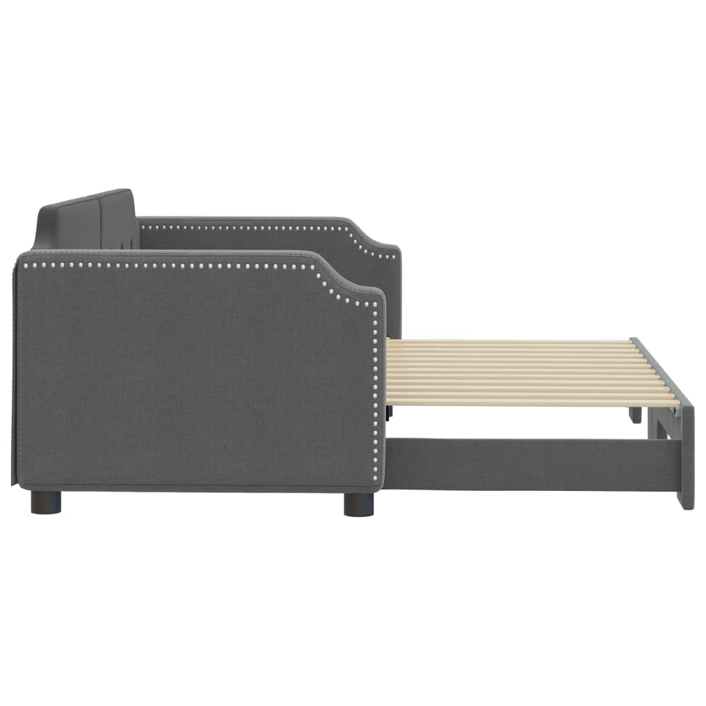 daybed med udtræk 90x200 cm stof mørkegrå