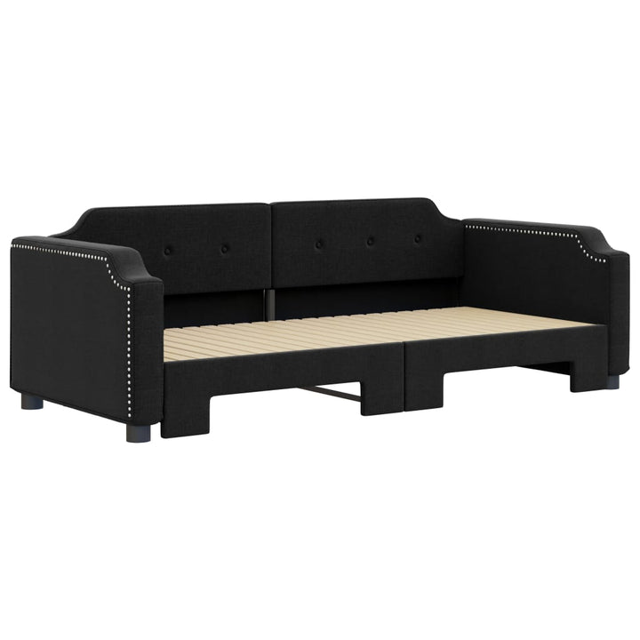 daybed med udtræk 90x200 cm stof sort