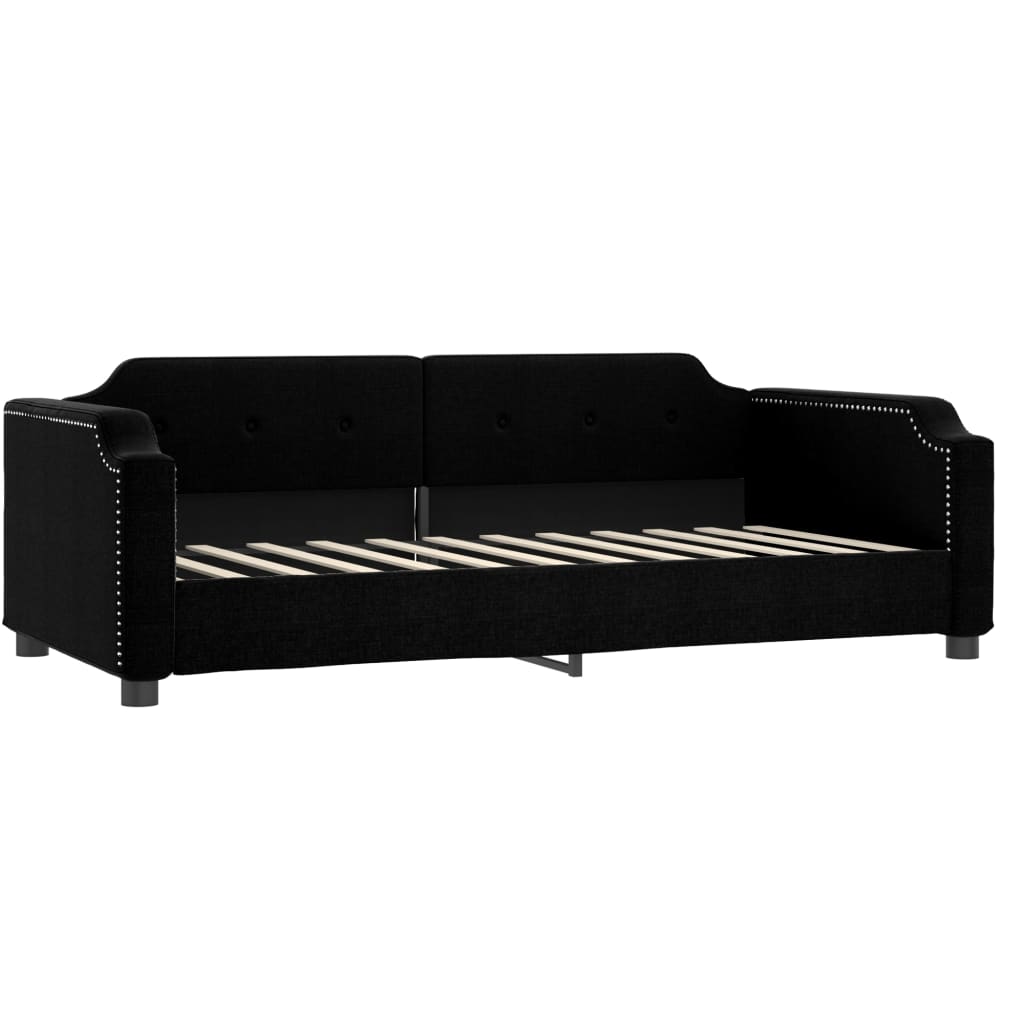 daybed med udtræk 90x200 cm stof sort