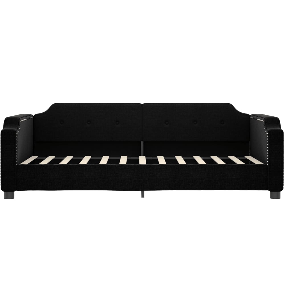 daybed med udtræk 90x200 cm stof sort