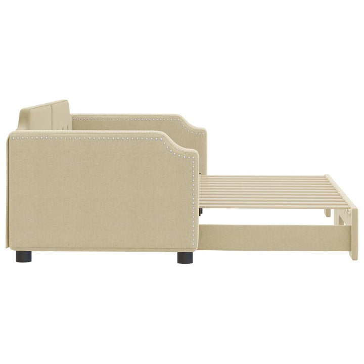 daybed med udtræk 90x200 cm stof cremefarvet