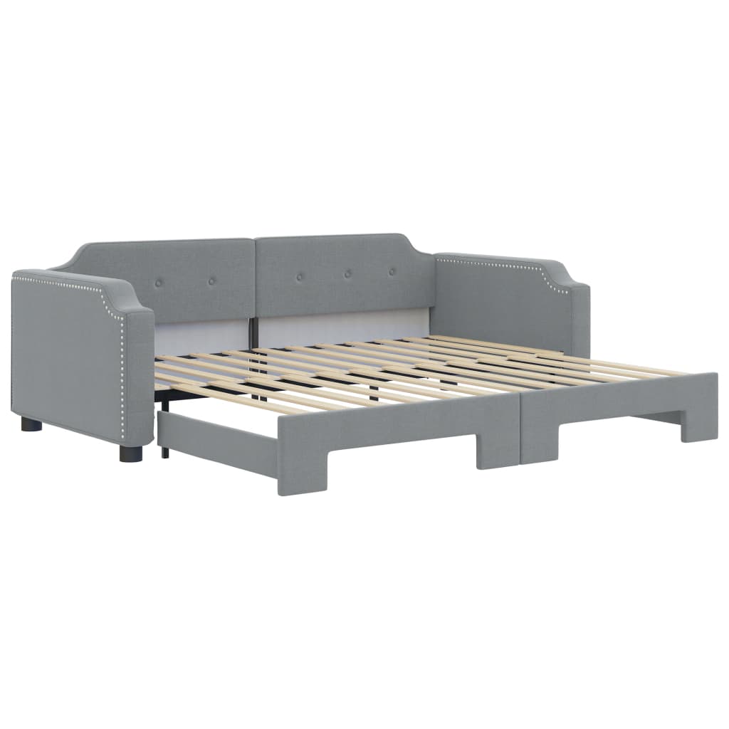 daybed med udtræk 100x200 cm stof lysegrå