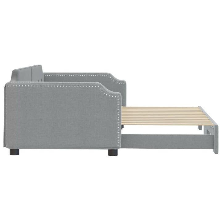 daybed med udtræk 100x200 cm stof lysegrå