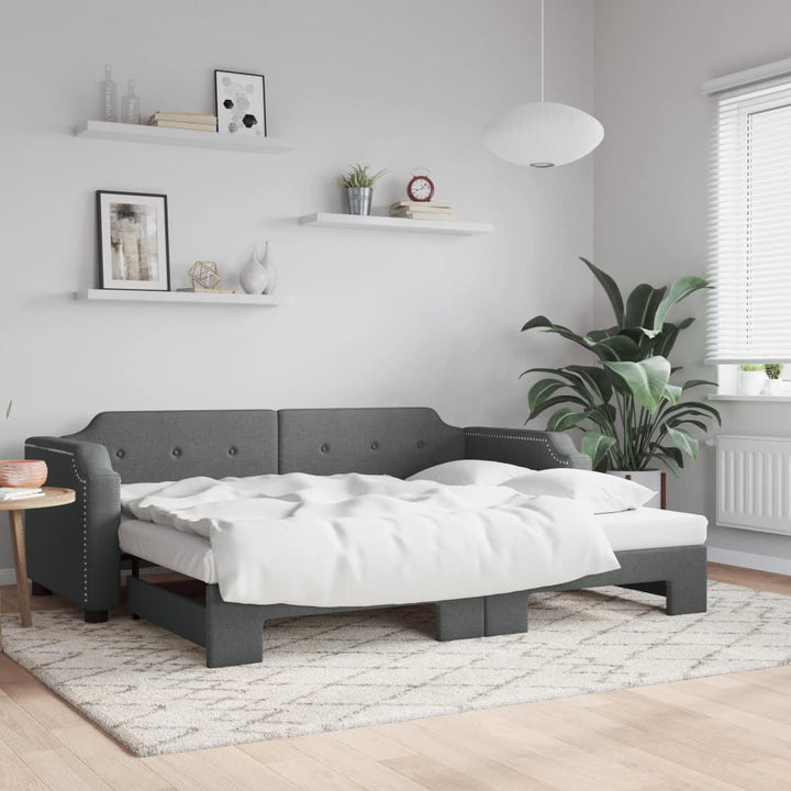 daybed med udtræk 100x200 cm stof mørkegrå