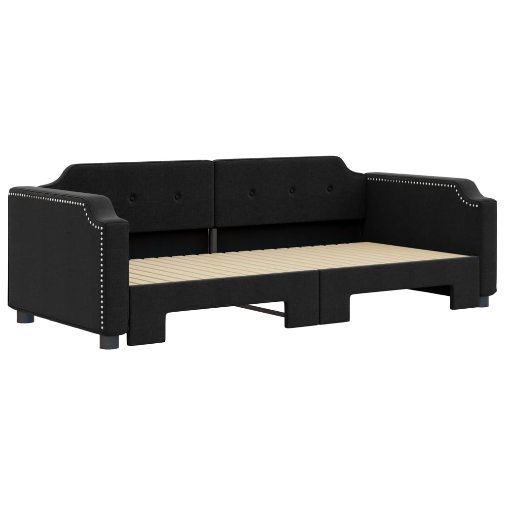 daybed med udtræk 100x200 cm stof sort